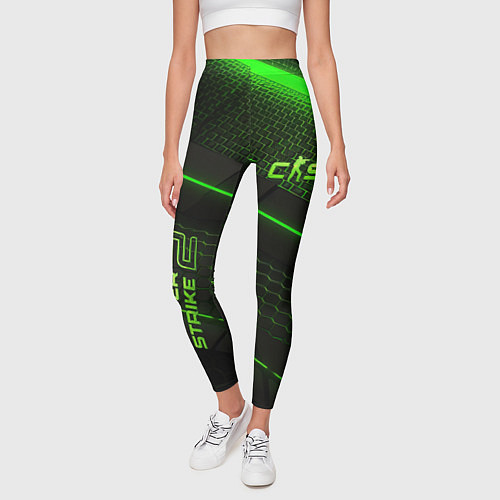 Женские легинсы CS2 green neon / 3D-принт – фото 3