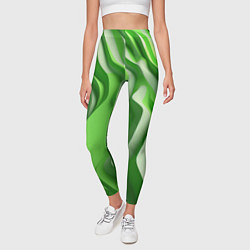 Леггинсы женские Зеленые объемные полосы, цвет: 3D-принт — фото 2