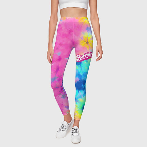 Женские легинсы Barbie - floral pattern - tie-dye / 3D-принт – фото 3