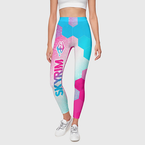 Женские легинсы Skyrim neon gradient style: по-вертикали / 3D-принт – фото 3