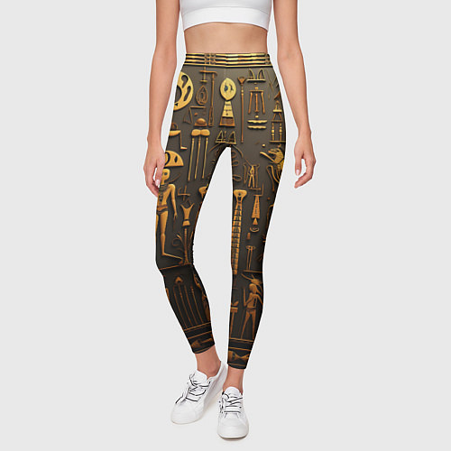 Женские легинсы Арт в стиле египетских письмен / 3D-принт – фото 3