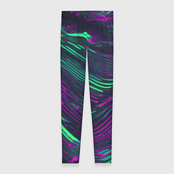 Леггинсы женские Волнистые линии зелёные и фиолетовые, цвет: 3D-принт