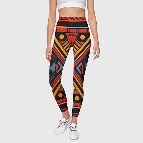 Женские легинсы Геометрический узор в африканском стиле / 3D-принт – фото 3