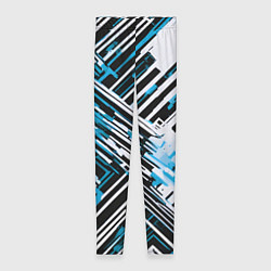 Леггинсы женские Киберпанк линии белые и синие, цвет: 3D-принт
