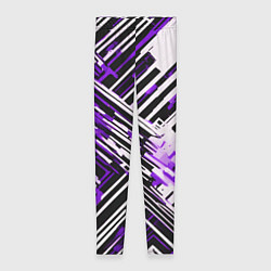 Леггинсы женские Киберпанк линии белые и фиолетовые, цвет: 3D-принт