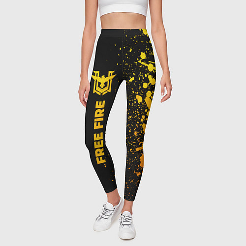 Женские легинсы Free Fire - gold gradient по-вертикали / 3D-принт – фото 3