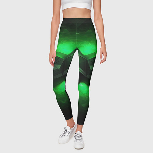 Женские легинсы Абстрактное царство зелени / 3D-принт – фото 3