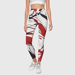 Леггинсы женские Чёрные и красные брызги на белом фоне, цвет: 3D-принт — фото 2