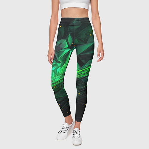 Женские легинсы Абстрактный лабиринт зелени / 3D-принт – фото 3