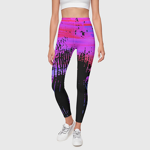 Женские легинсы Розово синий сочный гранж / 3D-принт – фото 3