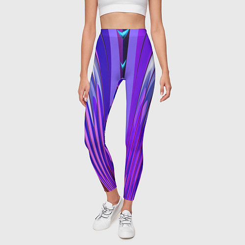Женские легинсы Фиолетовые линии и полосы / 3D-принт – фото 3
