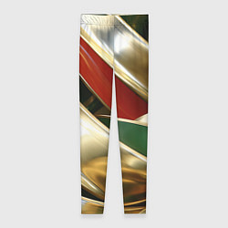 Леггинсы женские Золотая абстракция с зелеными и красными вставками, цвет: 3D-принт
