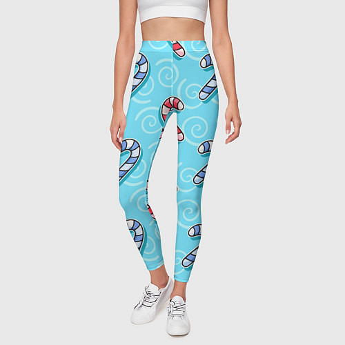 Женские легинсы Новогодний леденец трость / 3D-принт – фото 3