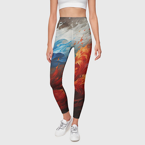 Женские легинсы Абстрактный белый синий красный дым / 3D-принт – фото 3