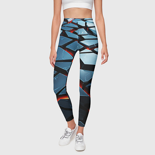 Женские легинсы Абстрактные плиты с оранжевым светом / 3D-принт – фото 3