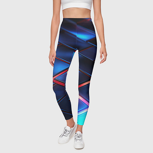 Женские легинсы Синие абстрактные плиты / 3D-принт – фото 3