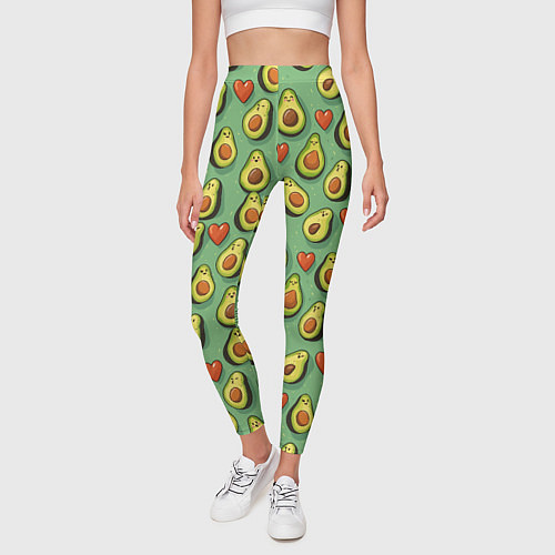 Женские легинсы Авокадо и сердечки / 3D-принт – фото 3