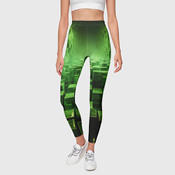Леггинсы женские Зеленые квадраты в лабиринте, цвет: 3D-принт — фото 2