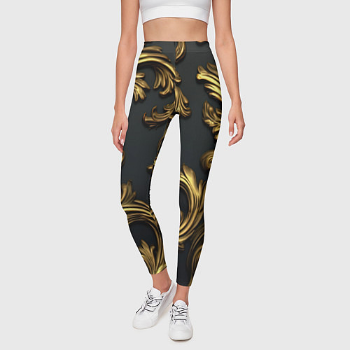 Женские легинсы Позолоченные классические объемные узоры / 3D-принт – фото 3