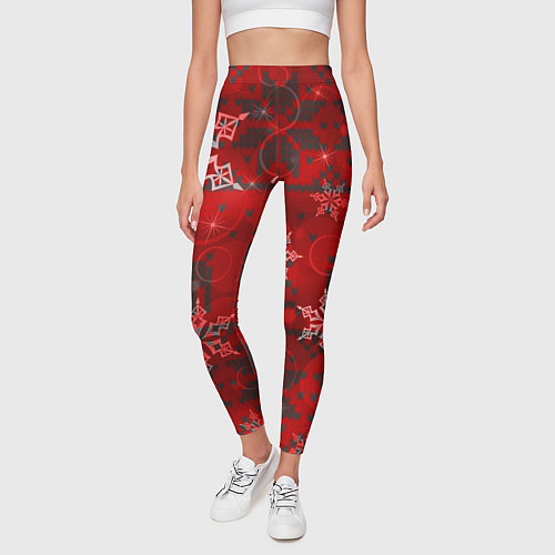 Женские легинсы Рождественские узоры снежинки / 3D-принт – фото 3