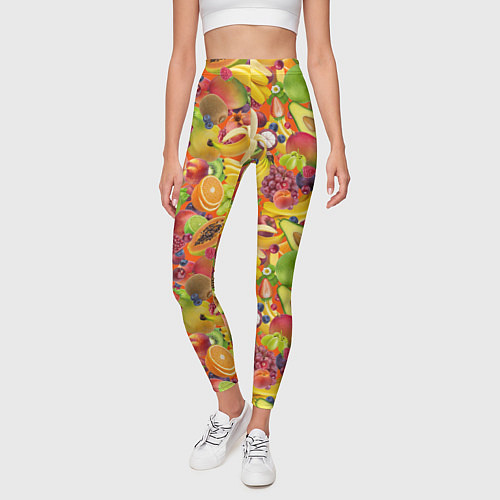 Женские легинсы Экзотические фрукты и ягоды / 3D-принт – фото 3