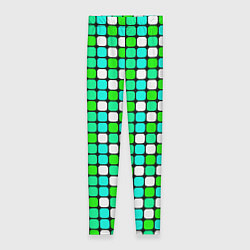 Леггинсы женские Зелёные и белые квадраты, цвет: 3D-принт