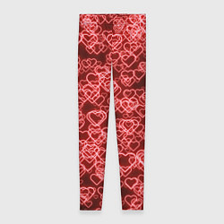 Леггинсы женские Неоновые сердечки красные, цвет: 3D-принт