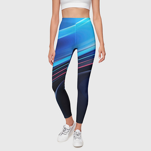 Женские легинсы Синяя и черная абстракция геометрическая / 3D-принт – фото 3