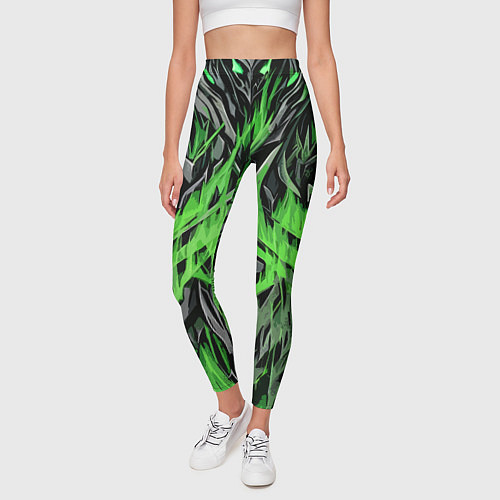 Женские легинсы Камень и зелёный огонь / 3D-принт – фото 3