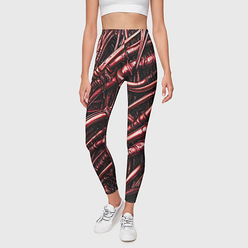 Женские легинсы Красные трубки чужих / 3D-принт – фото 3