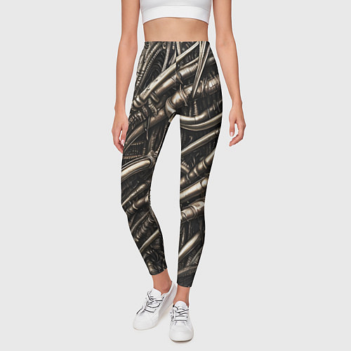 Женские легинсы Серые трубки чужих / 3D-принт – фото 3