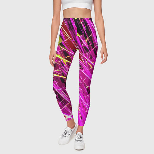 Женские легинсы Розовые энергетические линии / 3D-принт – фото 3