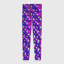 Женские легинсы Фиолетовый узор и чёрная обводка
