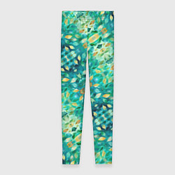 Леггинсы женские Изумрудная акварельная весенняя листва, цвет: 3D-принт