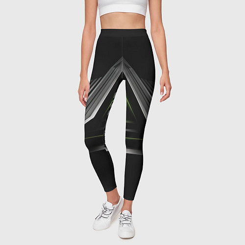 Женские легинсы Black green abstract nvidia style / 3D-принт – фото 3