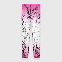 Женские легинсы Текстура чёрных трещин на розовом переливе