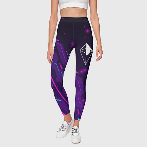Женские легинсы No Mans Sky neon gaming / 3D-принт – фото 3