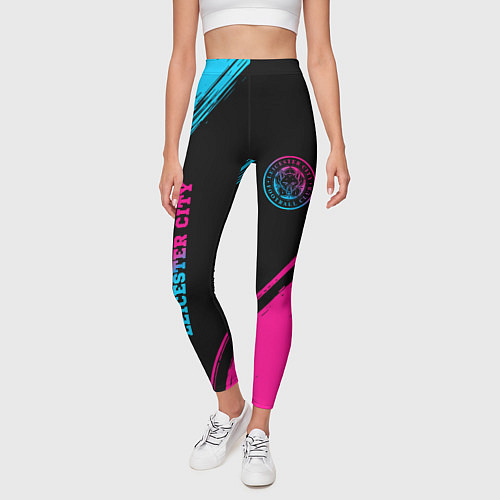 Женские легинсы Leicester City - neon gradient вертикально / 3D-принт – фото 3