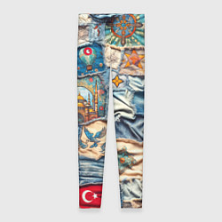 Леггинсы женские Джинсы в Турции - пэчворк, цвет: 3D-принт