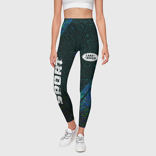 Женские легинсы Land Rover sport glitch blue / 3D-принт – фото 3