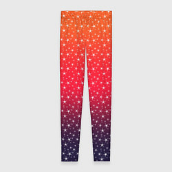 Женские легинсы Градиент оранжево-фиолетовый со звёздочками