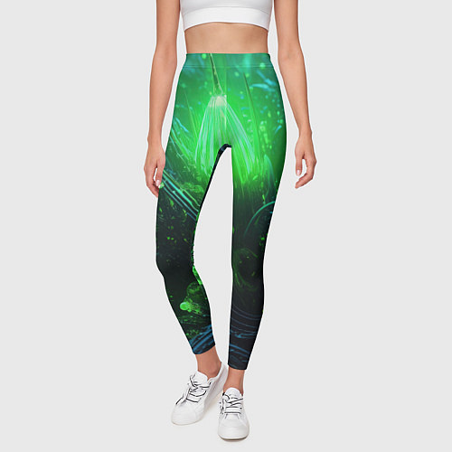 Женские легинсы Зеленая кислотная яркая неоновая абстракция / 3D-принт – фото 3