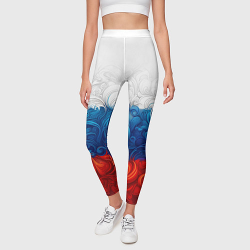 Женские легинсы Орнамент триколор / 3D-принт – фото 3