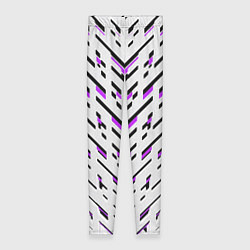 Леггинсы женские Black and purple stripes on a white background, цвет: 3D-принт