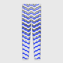 Женские легинсы Black and blue stripes on a white background