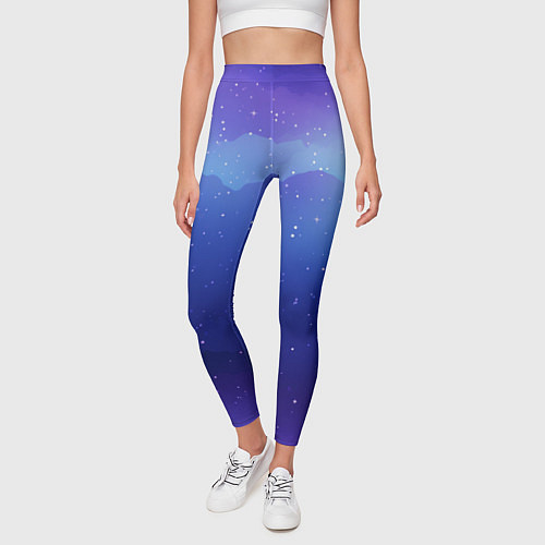 Женские легинсы Синий космос и звезды / 3D-принт – фото 3