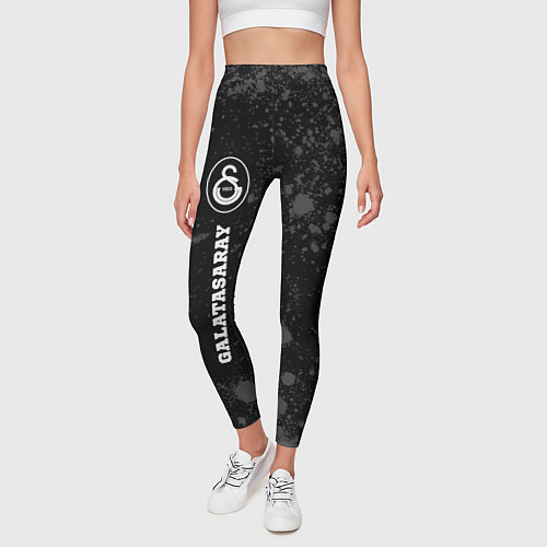 Женские легинсы Galatasaray sport на темном фоне по-вертикали / 3D-принт – фото 3