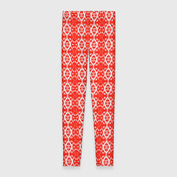 Леггинсы женские Красно-белый кружевной узор, цвет: 3D-принт