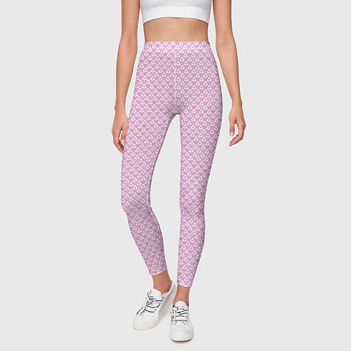 Женские легинсы Светлый розовый паттерн треугольнички / 3D-принт – фото 3
