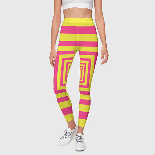 Женские легинсы Желтые квадраты трансформация / 3D-принт – фото 3